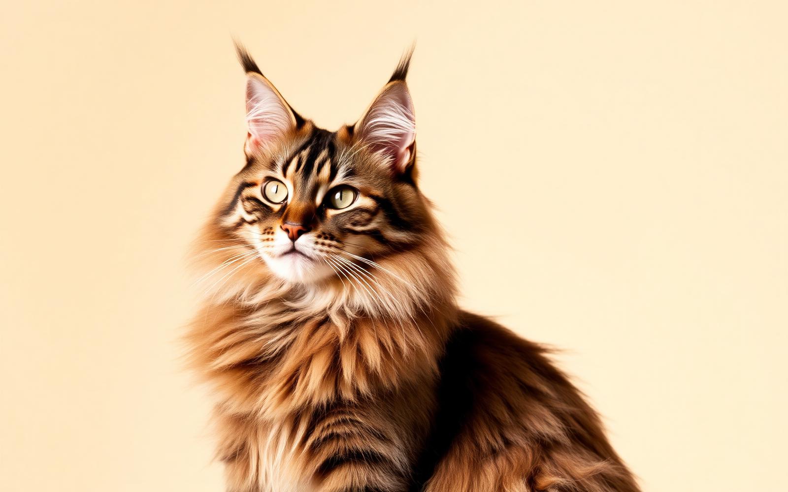 Maine Coon brown tabby adulto sentado