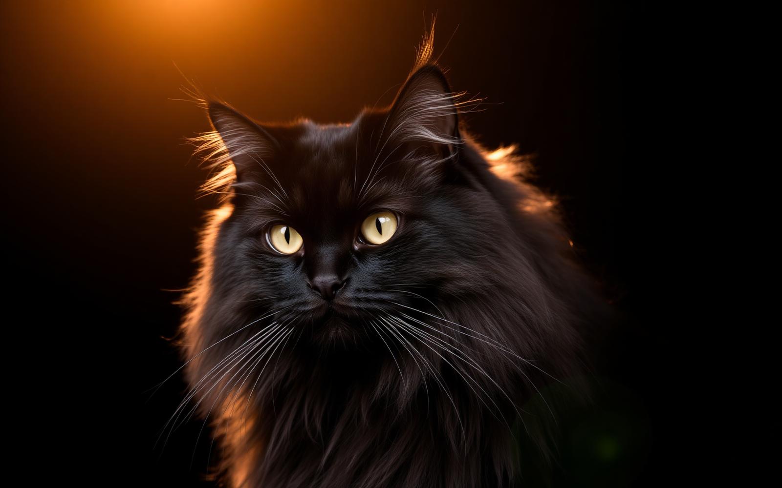 Maine Coon negro humo con luz cálida